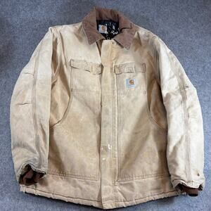 Carhartt Jacket Mens Brown Quilt Lined Duck Canvas Arctic Traditional Coat 2XL